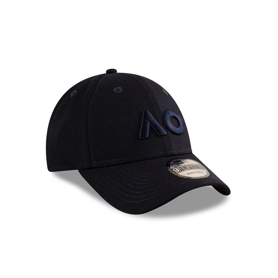 Australian Open Hat - 2025 Core Tonal Repreve AO Navy Tennis 9Forty Strapback Cap - New Era